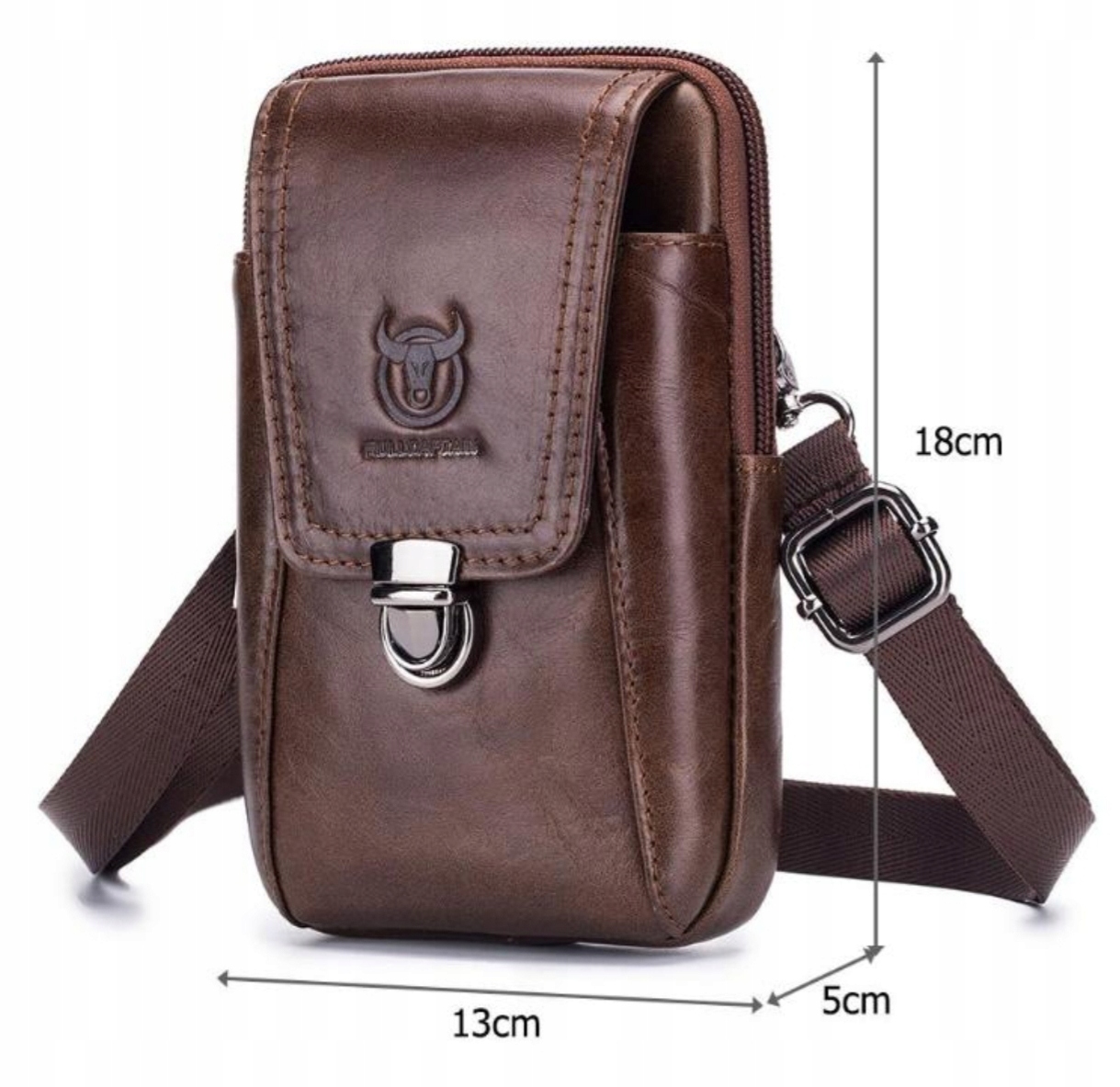 Saszetka biodrówka torba nerka na pasek skóra Wzór dominujący bez wzoru