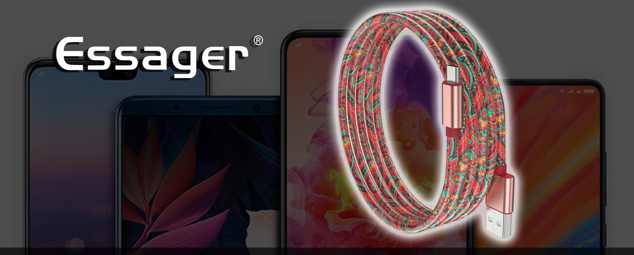 Kabel USB ESSAGER 3A TYPE-C USB-C COLORS 1m FQ09 Producent ESSAGER