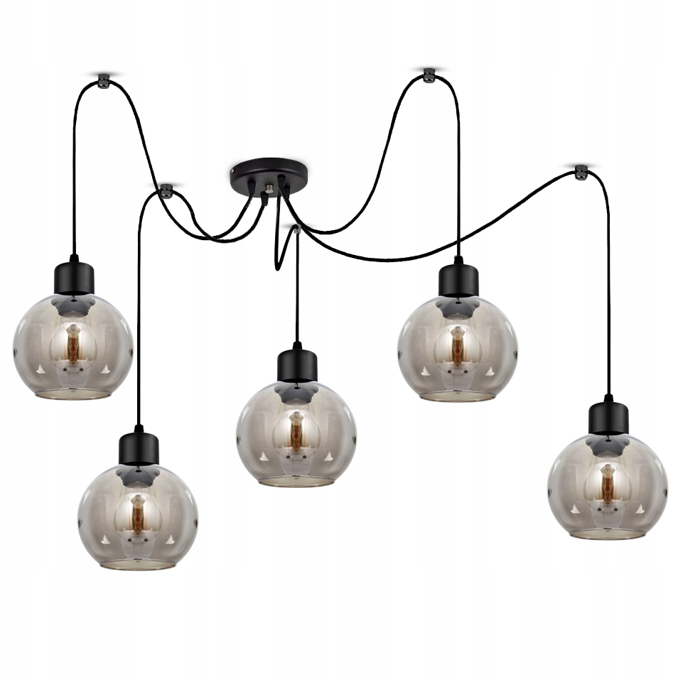 

Szklana Lampa Wisząca Sufitowa Żyrandol Pająk Kule