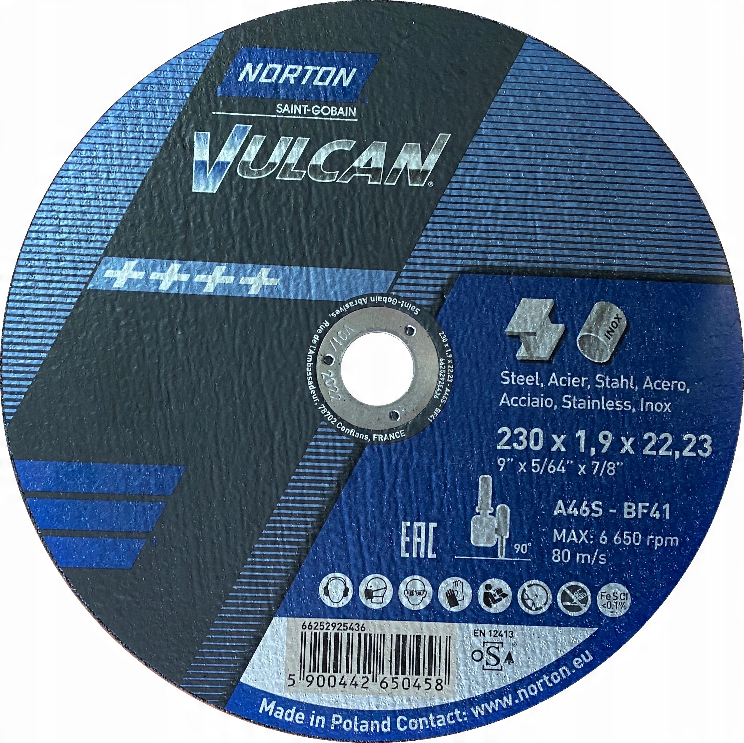 

Tarcza do cięcia Norton Vulcan 230x1,9 Stal Inox