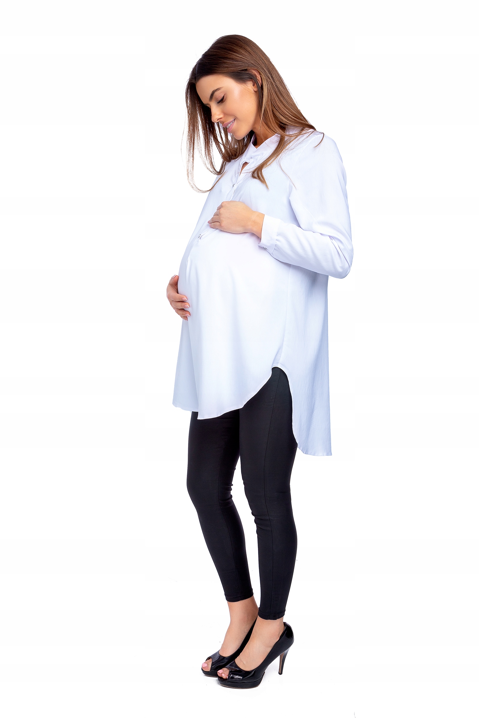 Luźna CIĄŻOWA asymetryczna tunika koszulowa r- 48 Wzór dominujący inny wzór