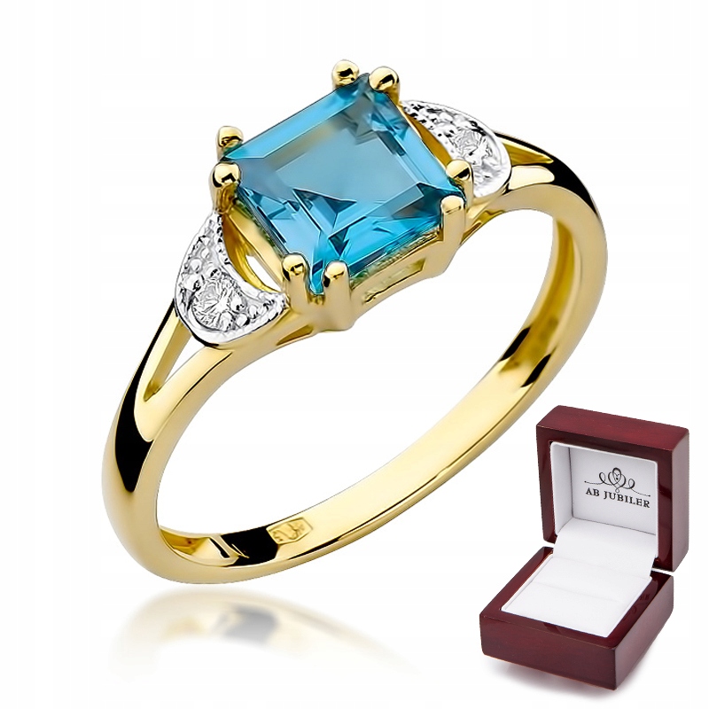 

Złoty 14K Pierścionek Topaz Brylanty na Prezent