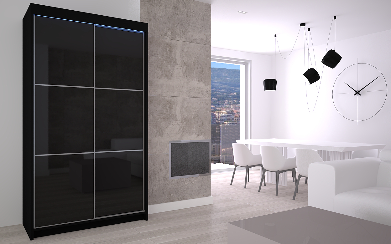 SZAFA PRZESUWNA czarna biała lacobel 120 LED V120 Marka inna