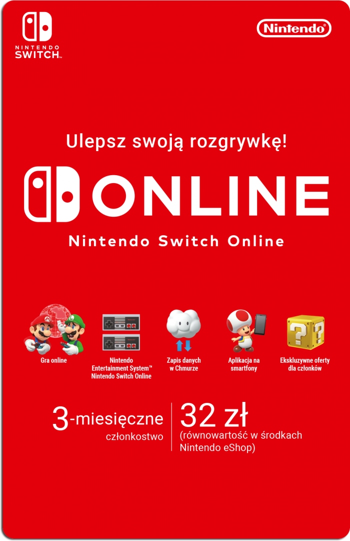 Nintendo Switch ONLINE 3 Miesiące Kod