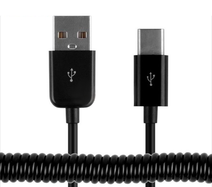 Kabel USB-C 3.1 typ C - USB sprężynka spirala 1M Marka WulkanCenPL