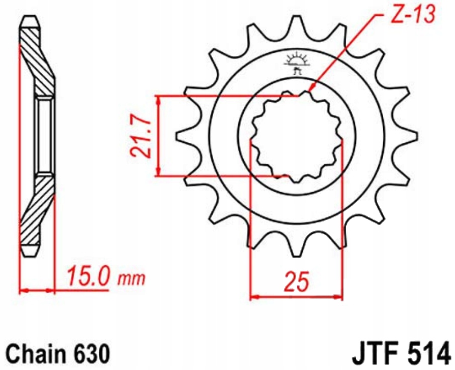 Přední ozubené kolo Jt F514-15 Kawasaki Z 750 Gp