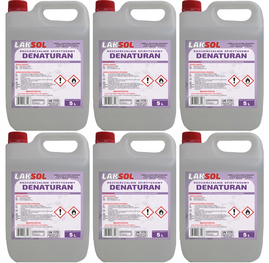 DENATURAT BEZBARWNY ALKOHOL ETYLOWY 99 30L 6X5L