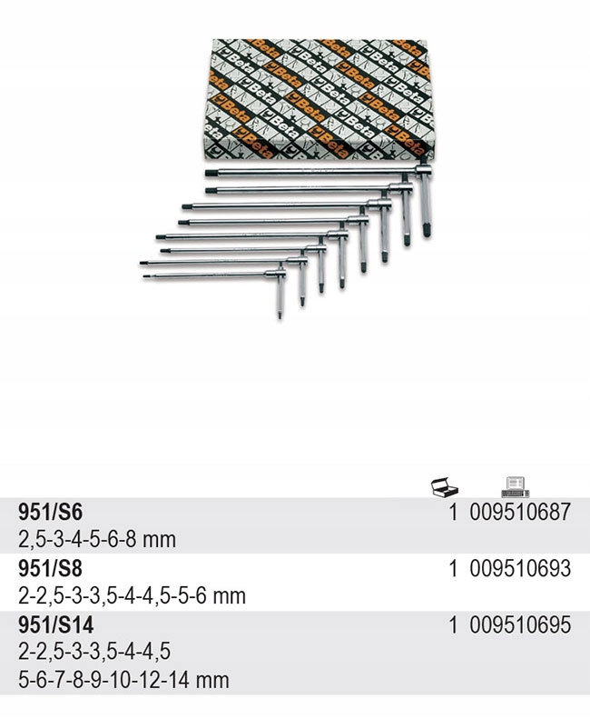 KPL KLUCZY TRZPIENIOWYCH TYP T 2 6MM BETA 951 S8 Producent code 951 S8