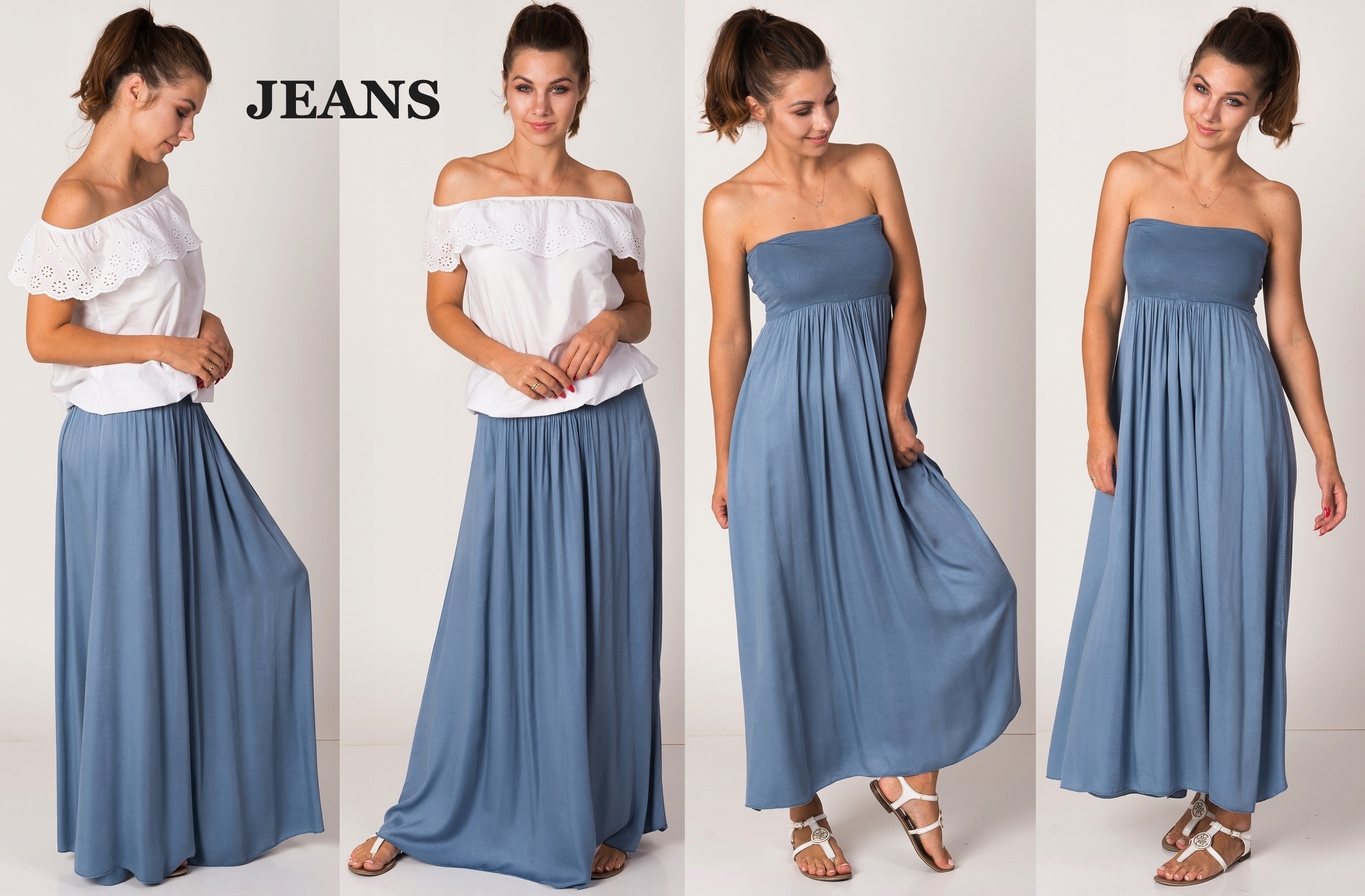 DŁUGA MAXI ZWIEWNA SPÓDNICA - SUKIENKA 2w1 BŁĘKIT Marka Alur