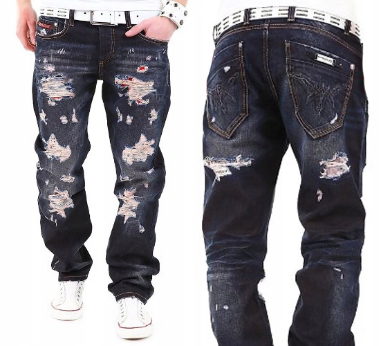 

Spodnie Jeansy Męskie Cipo Baxx Poszarpane Navy