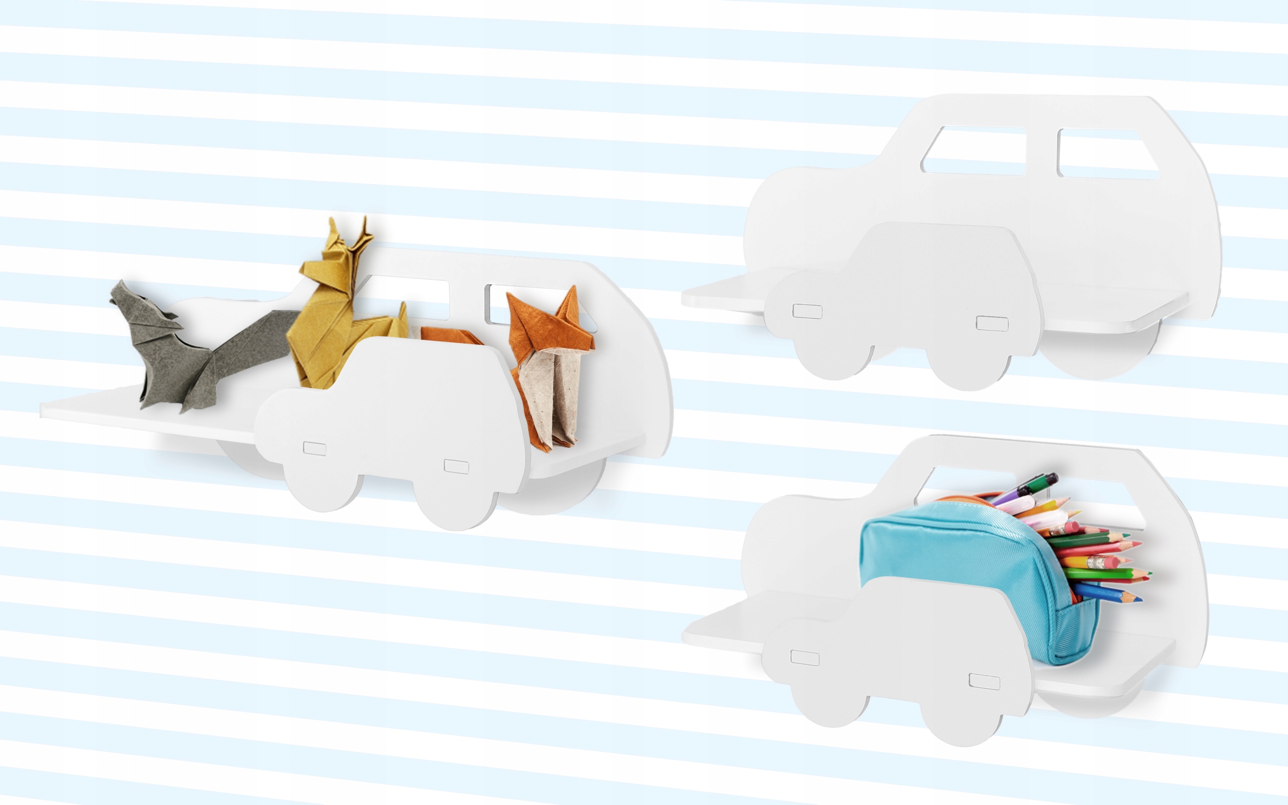 OUTLET PÓŁKI AUTA ZESTAW x3 PÓŁKA SAMOCHODY KOLORY 381839 Kod producenta HOM-06516