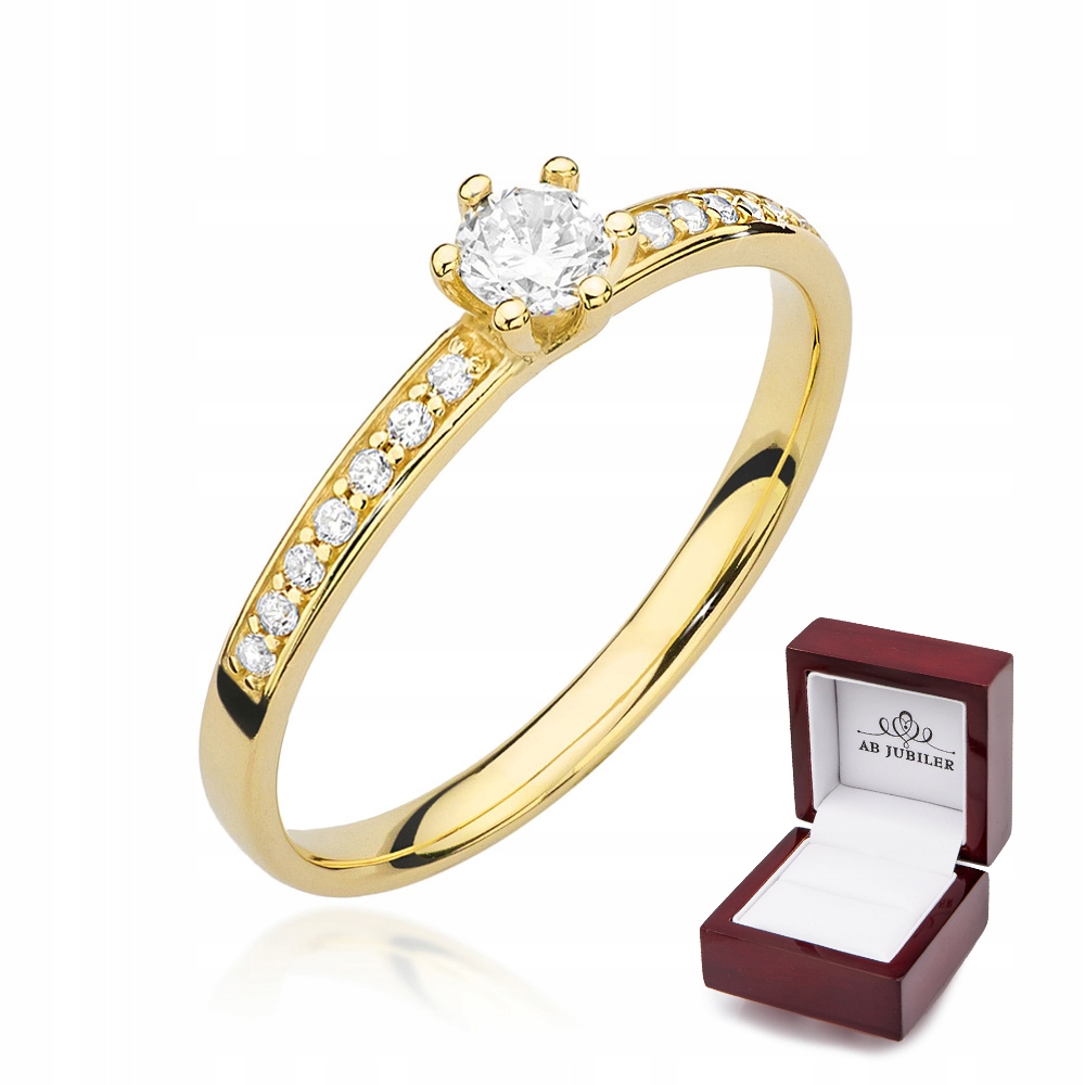 

Złoty 585 Pierścionek Zaręczynowy Brylanty 0,17ct
