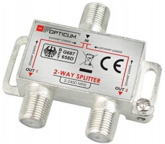 ROZGAŁĘŹNIK ANTENOWY TV DO 2 TELEWIZORÓW 1/2