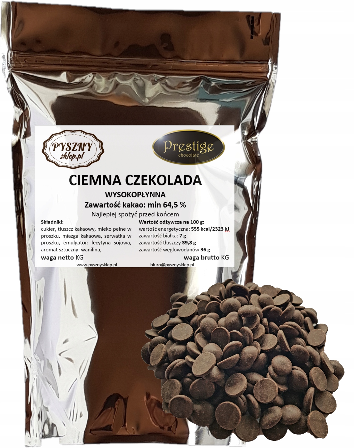 Deserowa belgijska czekolada do fontann 1KG 64,5 %