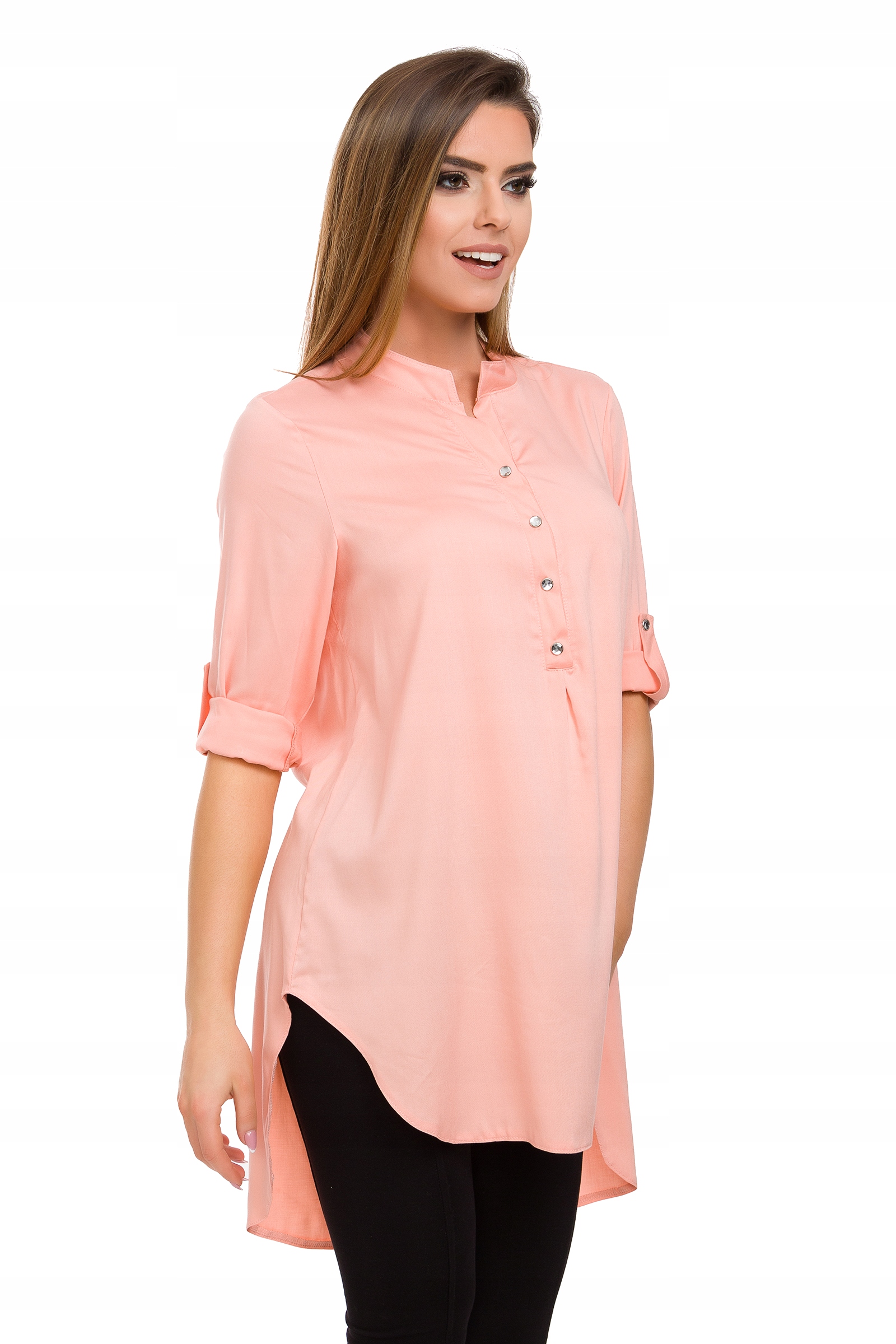 LUŹNA ASYMETRYCZNA DŁUGA KOSZULA KOLORY R - 46 Wzór dominujący print (nadruk)