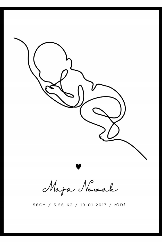 

50x70 Plakat personalizowany metryczka dziecka