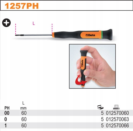 BETA WKRĘTAK PRECYZYJNY KRZYŻOWY 1257PH/00 Marka Beta