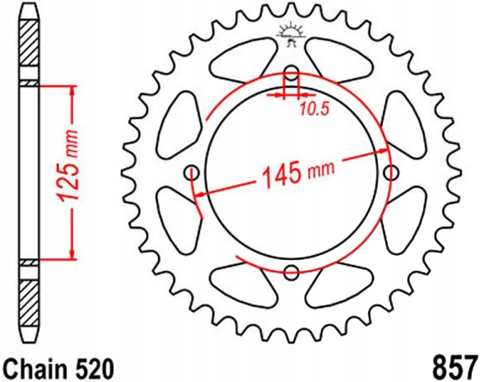 Zadní ozubení JTR857 39-47Z Yamaha XV 125 H Virago