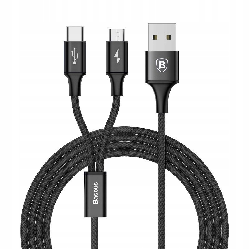 

Kabel Usb Baseus Rapid 2w1 Micro + Usb-c 3A 1.2m