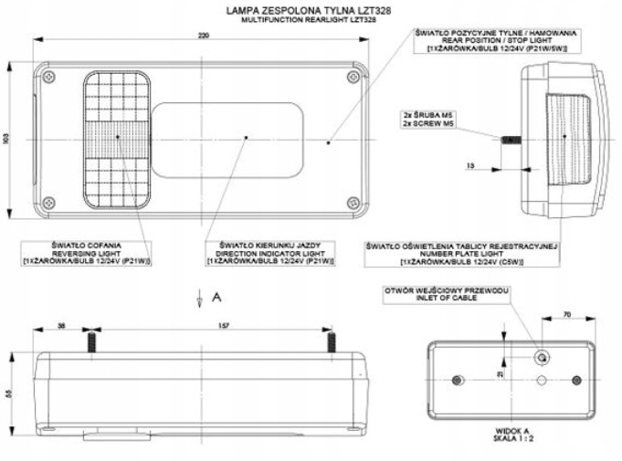Lampa zespolona tylna prawa LZT328 HORPOL EMA 35 Producent części Inny