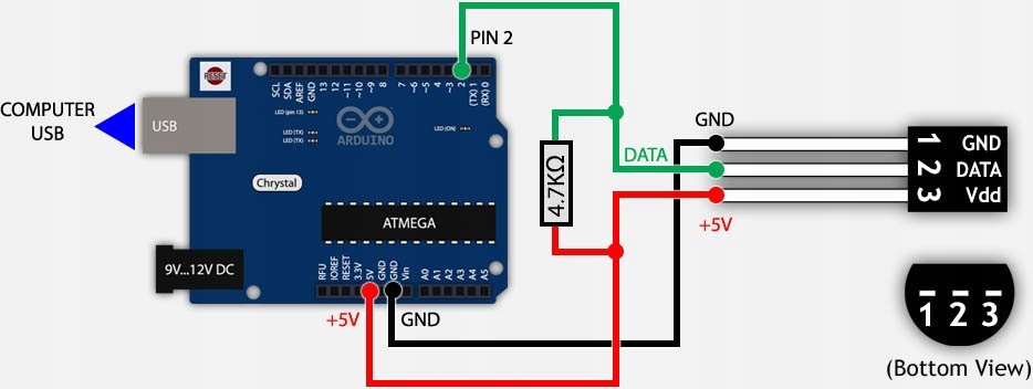 Czujnik temperatury DS18B20 ARDUINO TO92 Model DS18B20