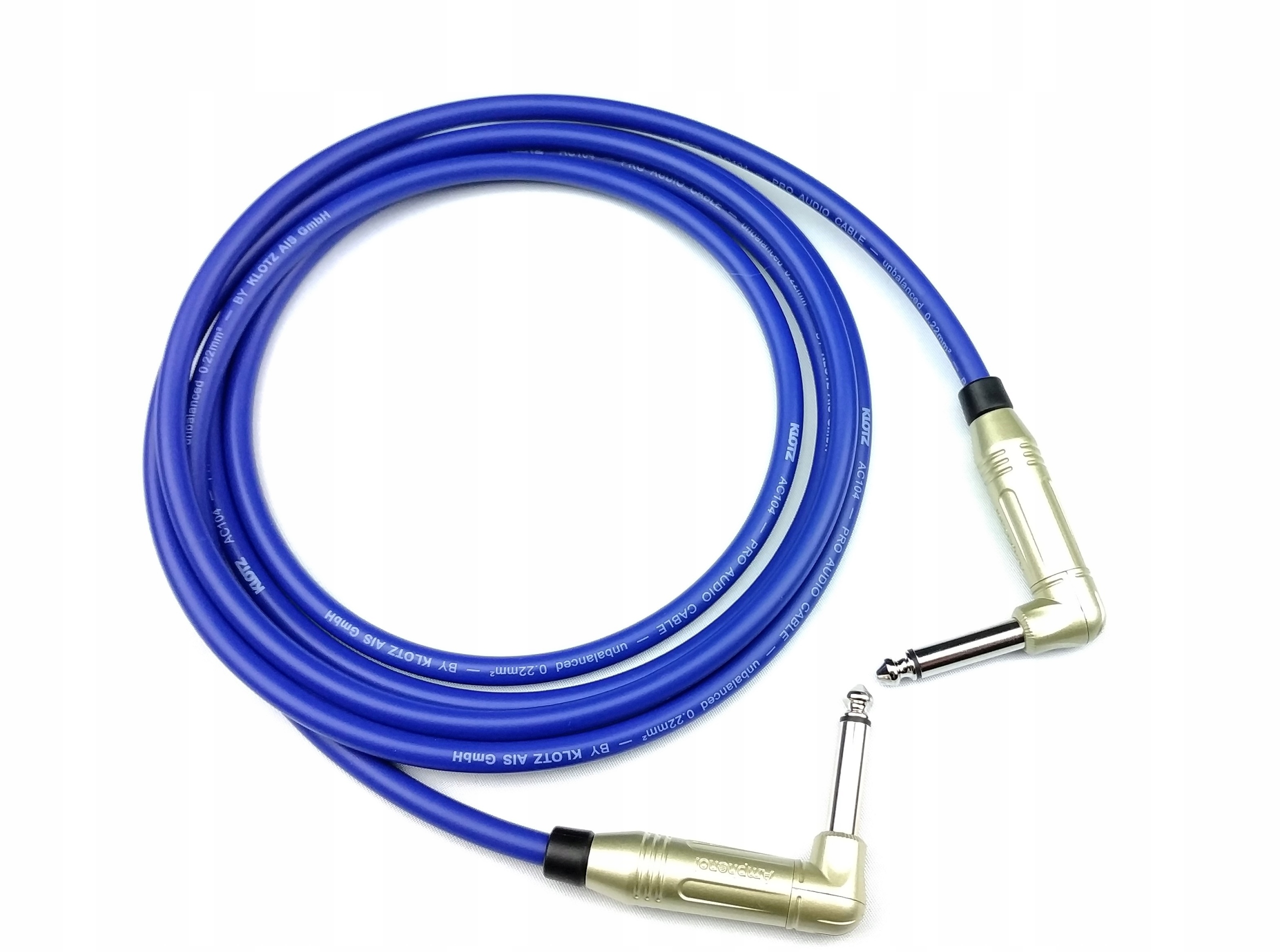 Kytarový kabel Klotz 2 x úhlový Jack modrý 10 m