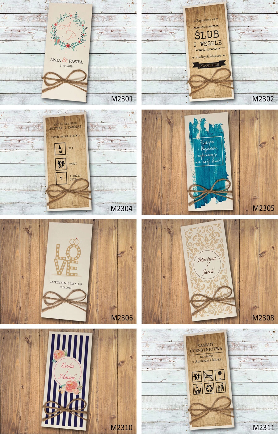 Kwadratowe zaproszenia na ślub ślubne liście w 48h Kolor dominujący wielokolorowy