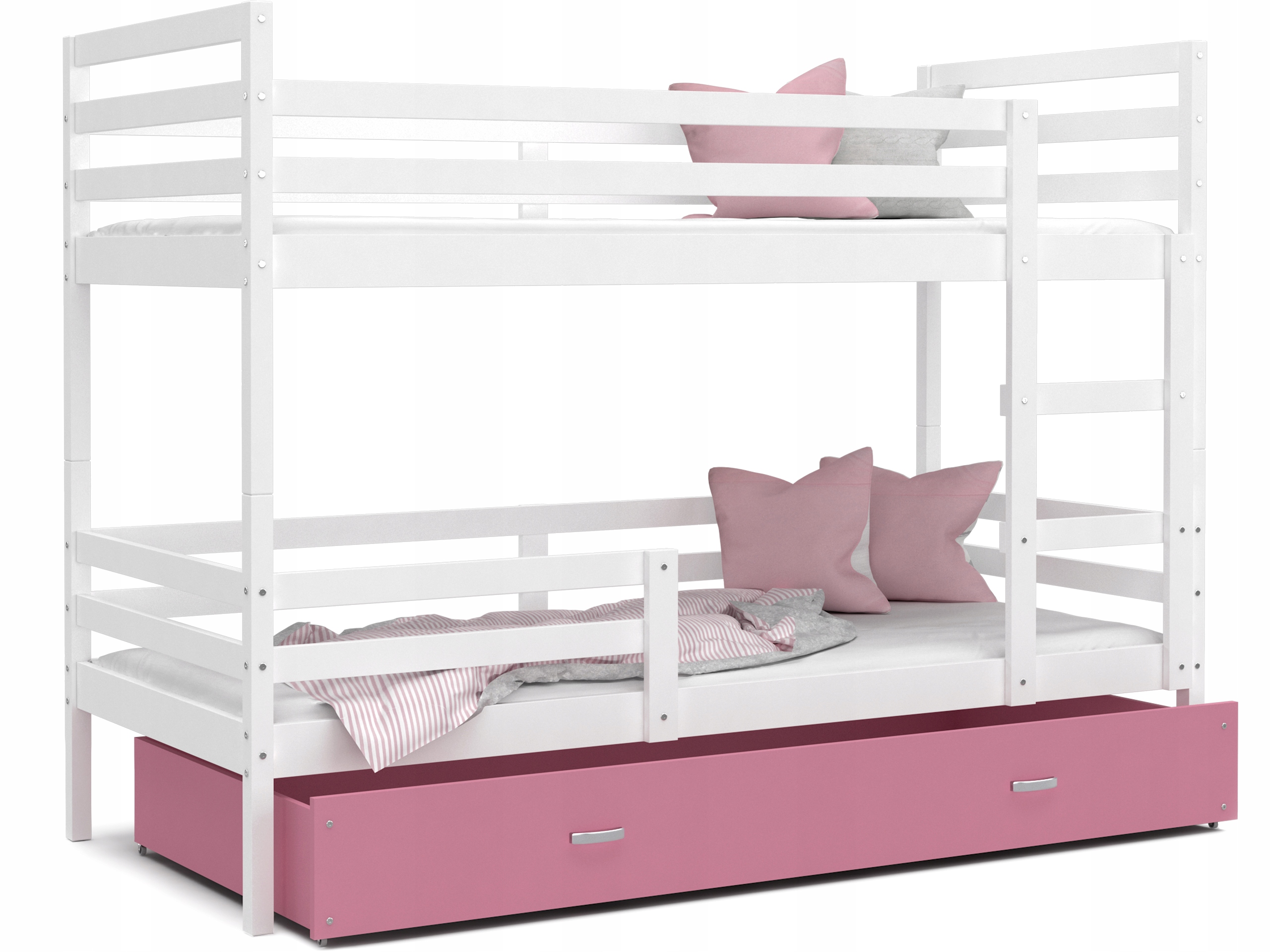 

Łóżko piętrowe 190x80 białe różowe Jacek