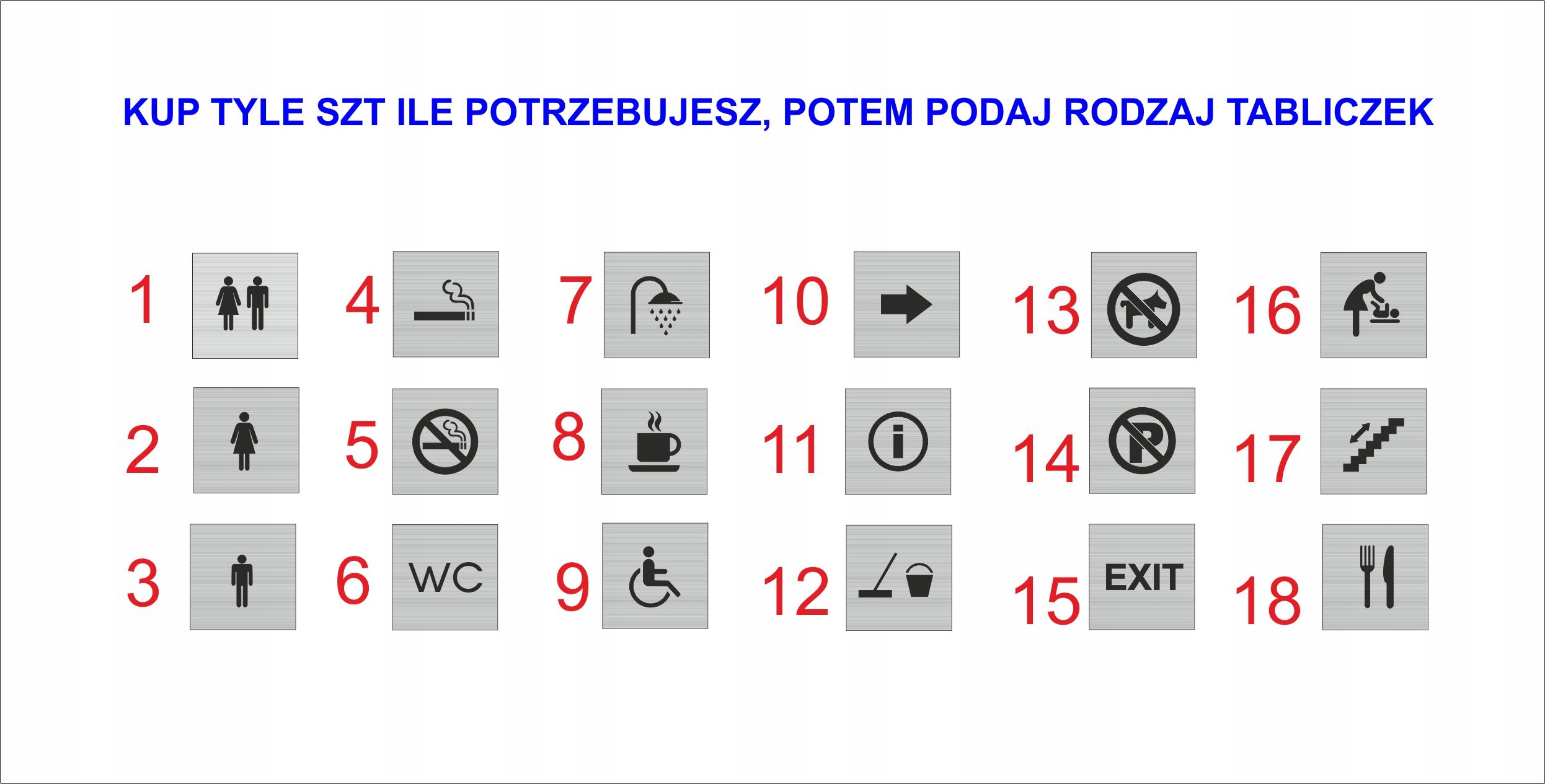 Tabliczka WC, różne wzory Marka Graveric