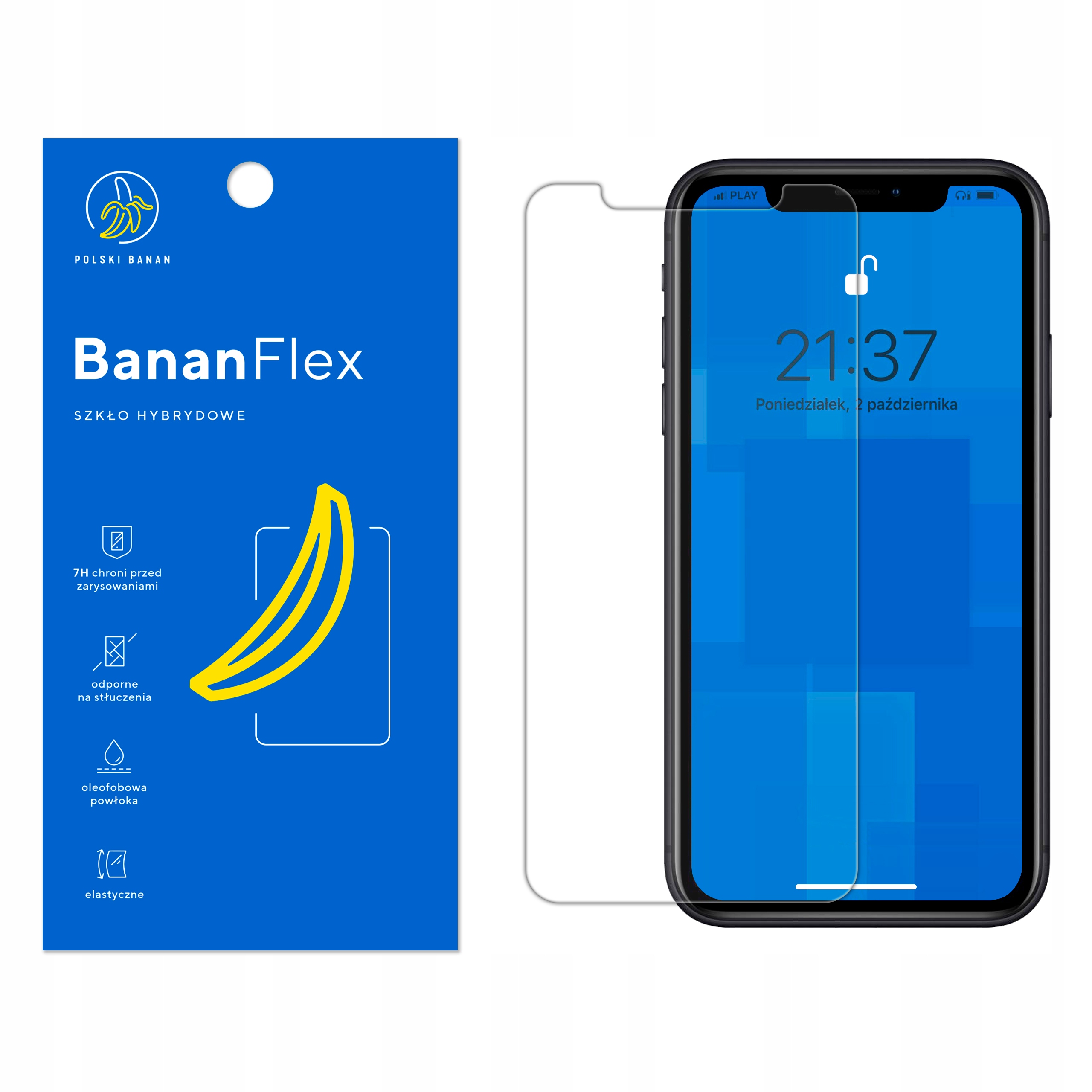 

Szkło Hybrydowe Polski Banan 7H do iPhone Xr