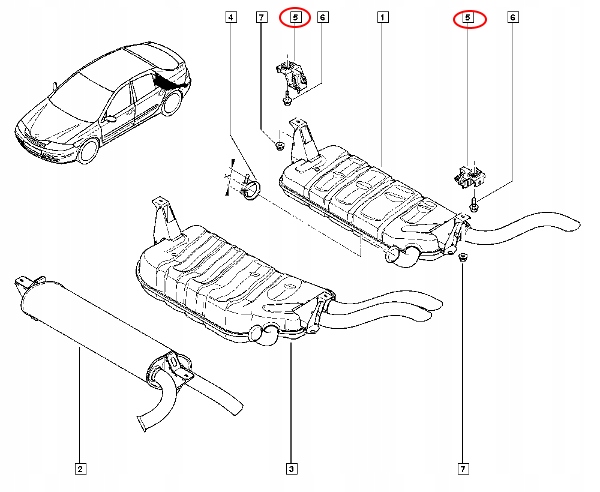 2x WIESZAK TŁUMIKA KOŃCOWEGO RENAULT LAGUNA II HIT 2 sztuki Producent części 3RG