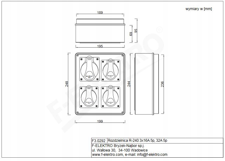 Rozdzielnica R-240 3x16A 5p,32A 5p Rodzaj rozdzielnica