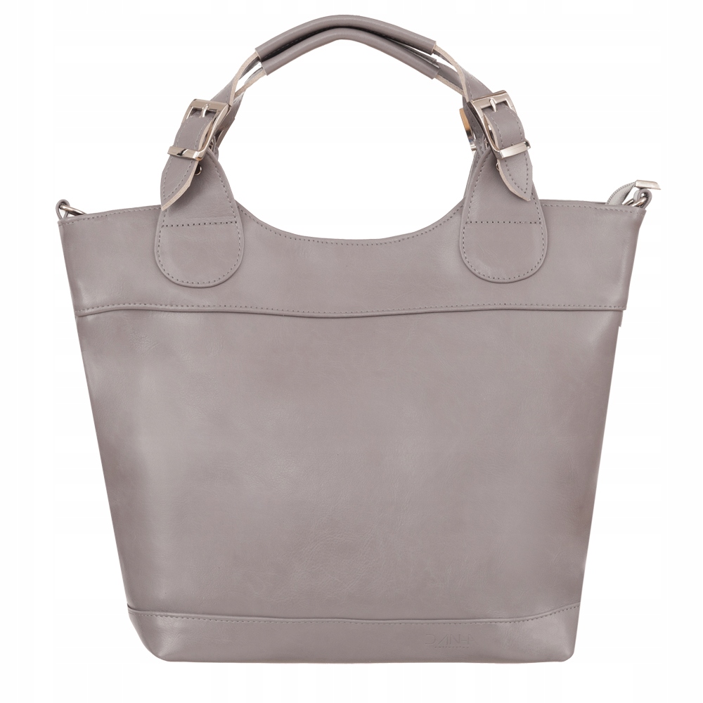 

Szara Skórzana Torebka Skóra Shopper Bag Zarka A4