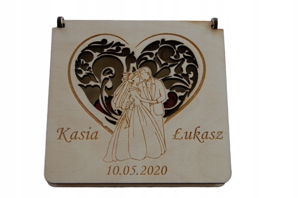 

Pudełko na obrączki grawer drzewo serce dekoracja