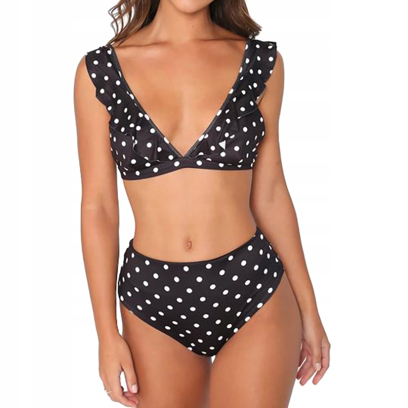 STRÓJ KĄPIELOWY BOHO BIKINI KROPKI DWUCZĘŚCIOWY KOSTIUM FIGI WYSOKI STAN L Wzór dominujący bez wzoru