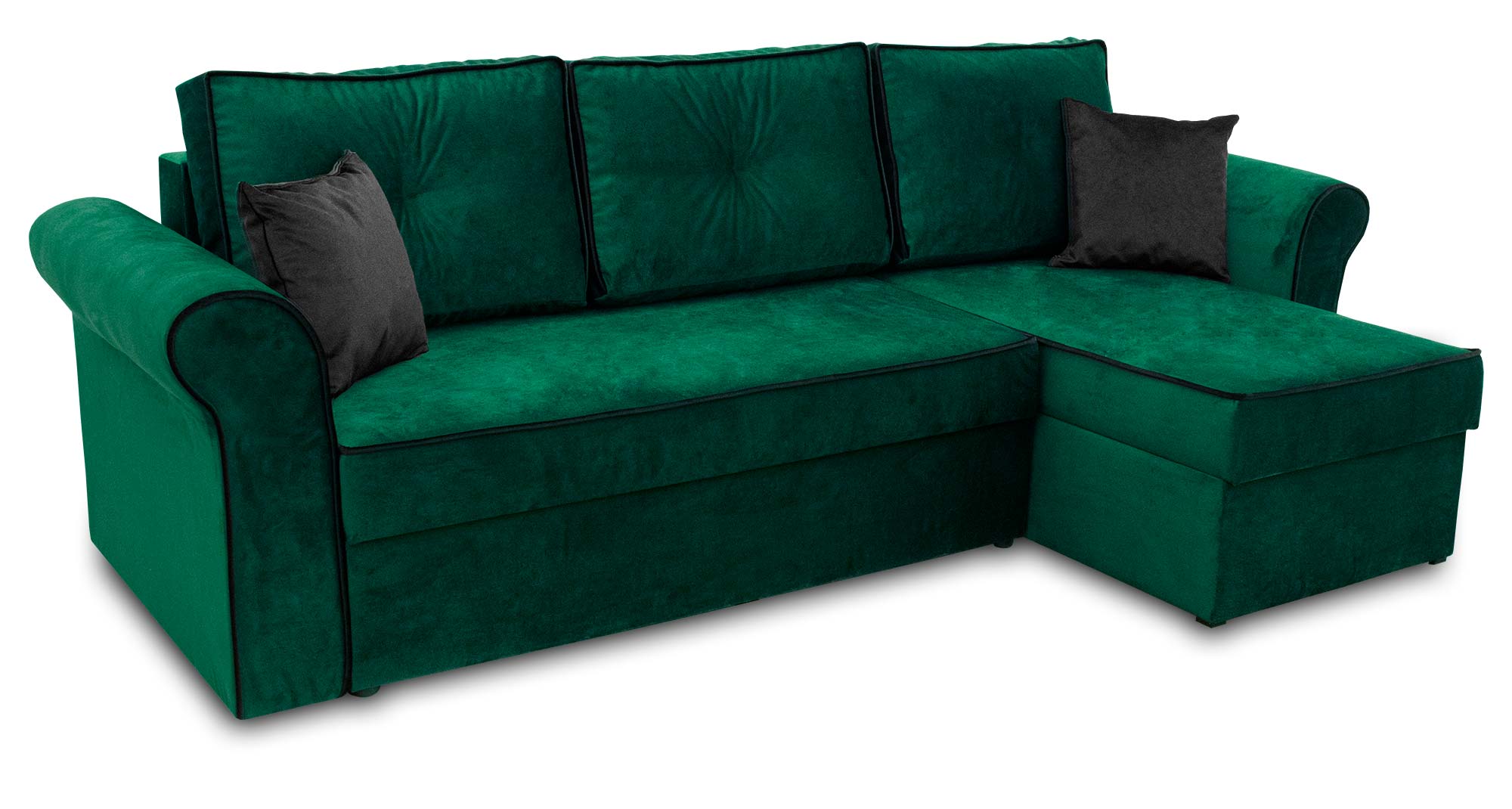 Rohová Sedací Souprava rozkládací pohovka s funkcí spaní, pohovka do obývacího pokoje Trevor Zelená