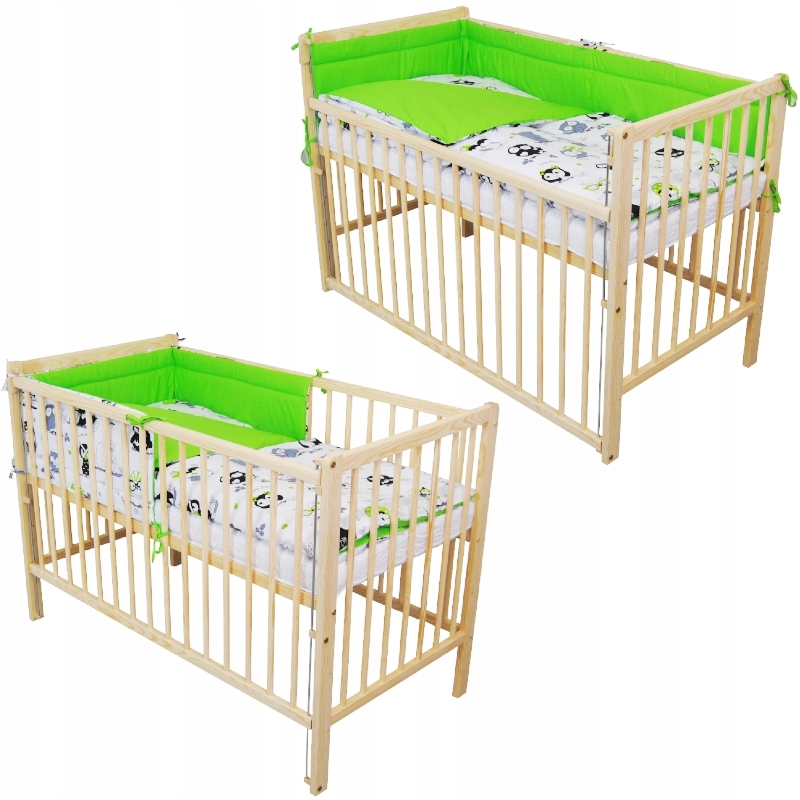 Sada dětské postýlky 120x60 Marcin 1 sklápěcí bočnice borovice, norma Eu