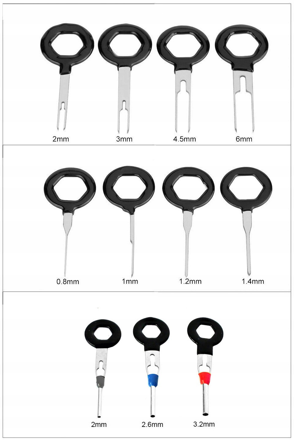 KLUCZE WYJMAKI DO PINÓW DEMONTAŻU ZESTAW 11SZT Kolor wielokolorowy
