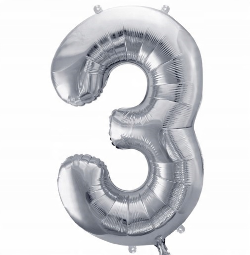 

Balon Foliowy Kolor Srebrny 86CM Cyfra 3