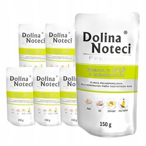Vlhké Krmivo Dolina Noteci pro psy Příchuť Geś z brambor sáček 150g 10 Ks