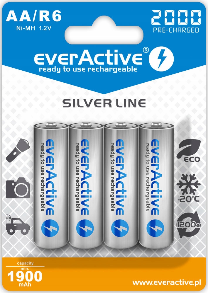 

4x aku everActive R6/AA 2000 mAh silver line