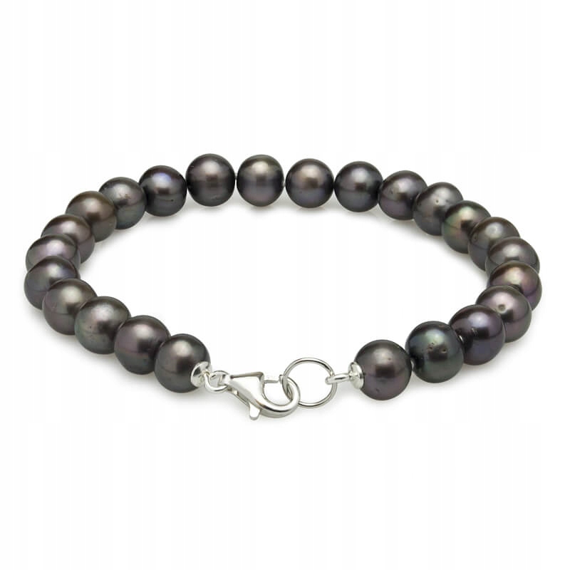 Unikátní Stříbrný Náramek S Tmavými Perlami