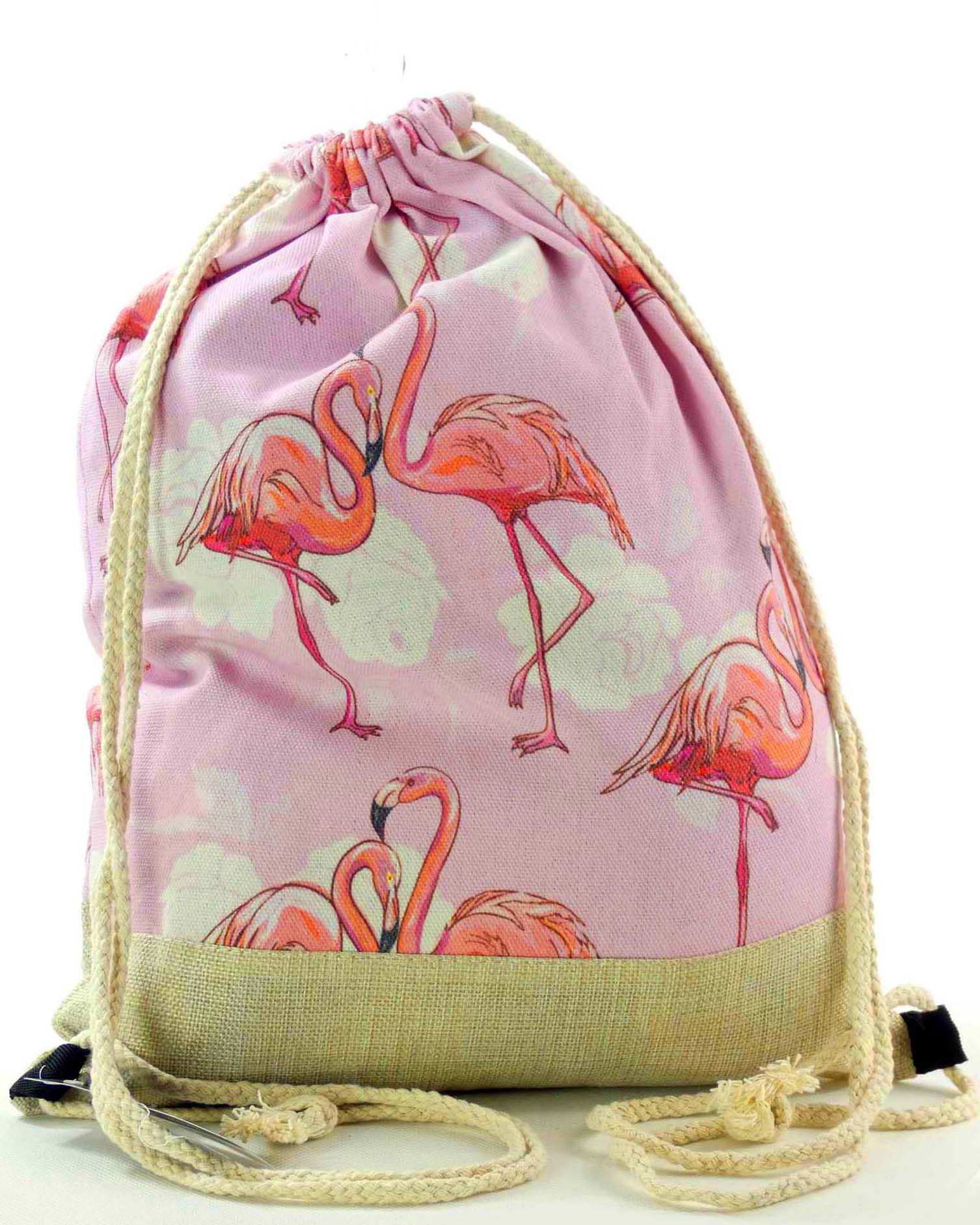 Mocny duży worek plecak torba tkanina flaming Bag