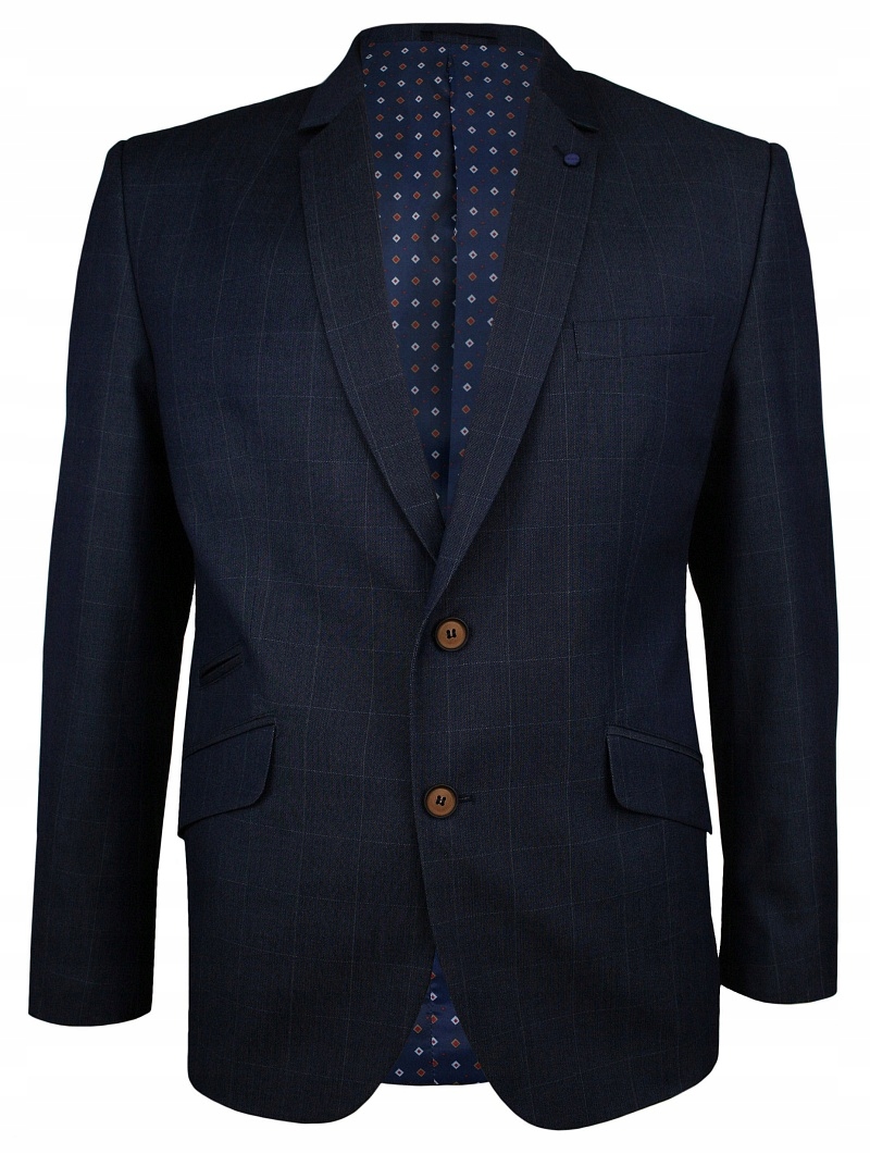 Granatowa Marynarka w Grubą Kratę CASINO- 120/170