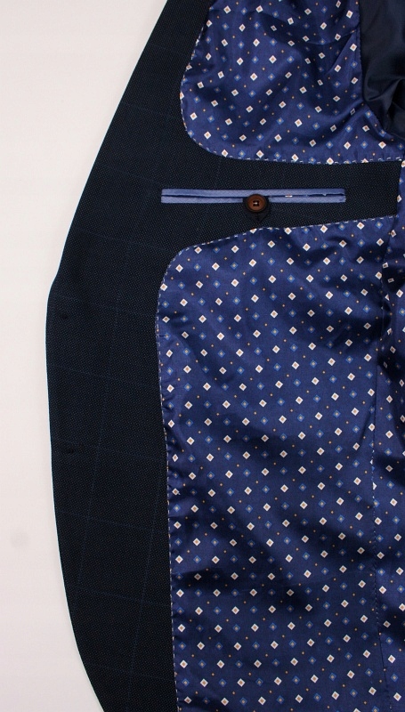 Granatowa Marynarka CASINO w Kratkę 104/170 Marka inna