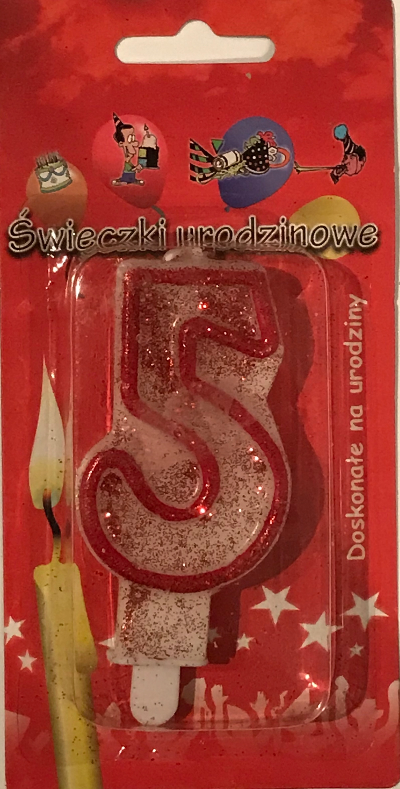 Świeczka urodzinowa ''8'' czerwona z brokatem 62-08 — 4