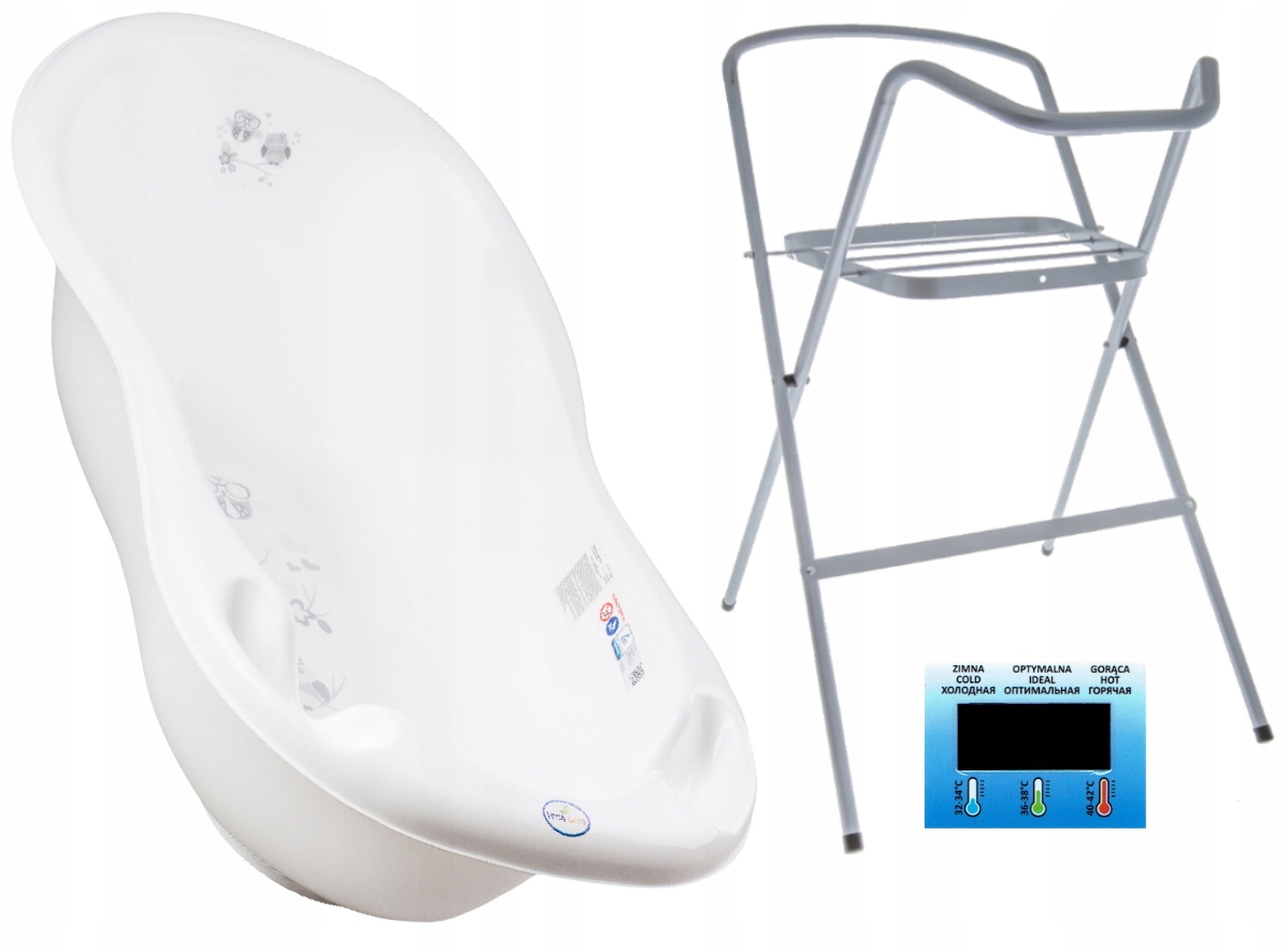 Biała Wanienka Sowy 102cm z Korkiem +stelaż +termo