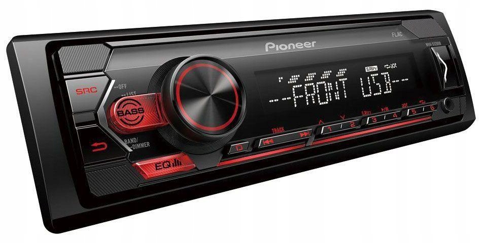 Pioneer MVH-S120UB Autorádio AUX MP3 USB MOSFET 4x50W - červené