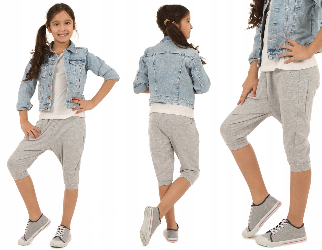 

Baggy 3/4, spodenki obniżony krok 140-146 Szary