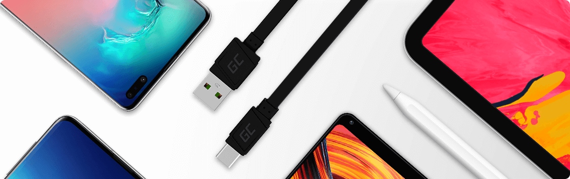 Płaski Kabel USB - USB-C Typ C 25cm do Power Banka Złącza USB - USB typ C